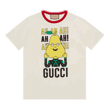 T-shirt Gucci Pear Print Cotton T-Shirt Vit | 703439 XJEIY 9095, 0