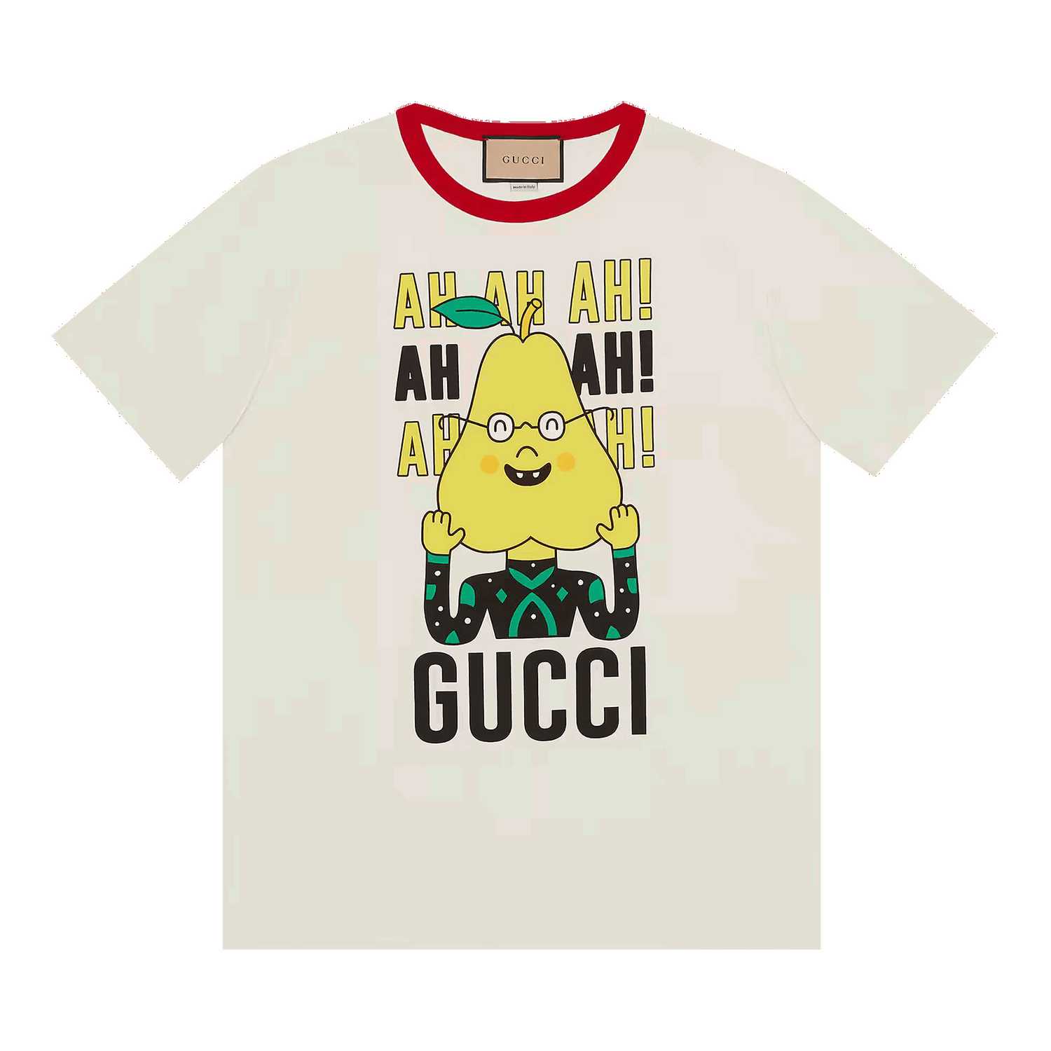 T-shirt Gucci Pear Print Cotton T-Shirt Vit | 703439 XJEIY 9095, 0
