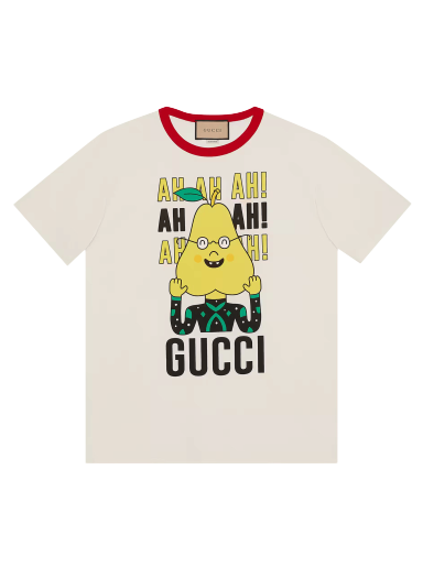 T-shirt Gucci Pear Print Cotton T-Shirt Vit | 703439 XJEIY 9095