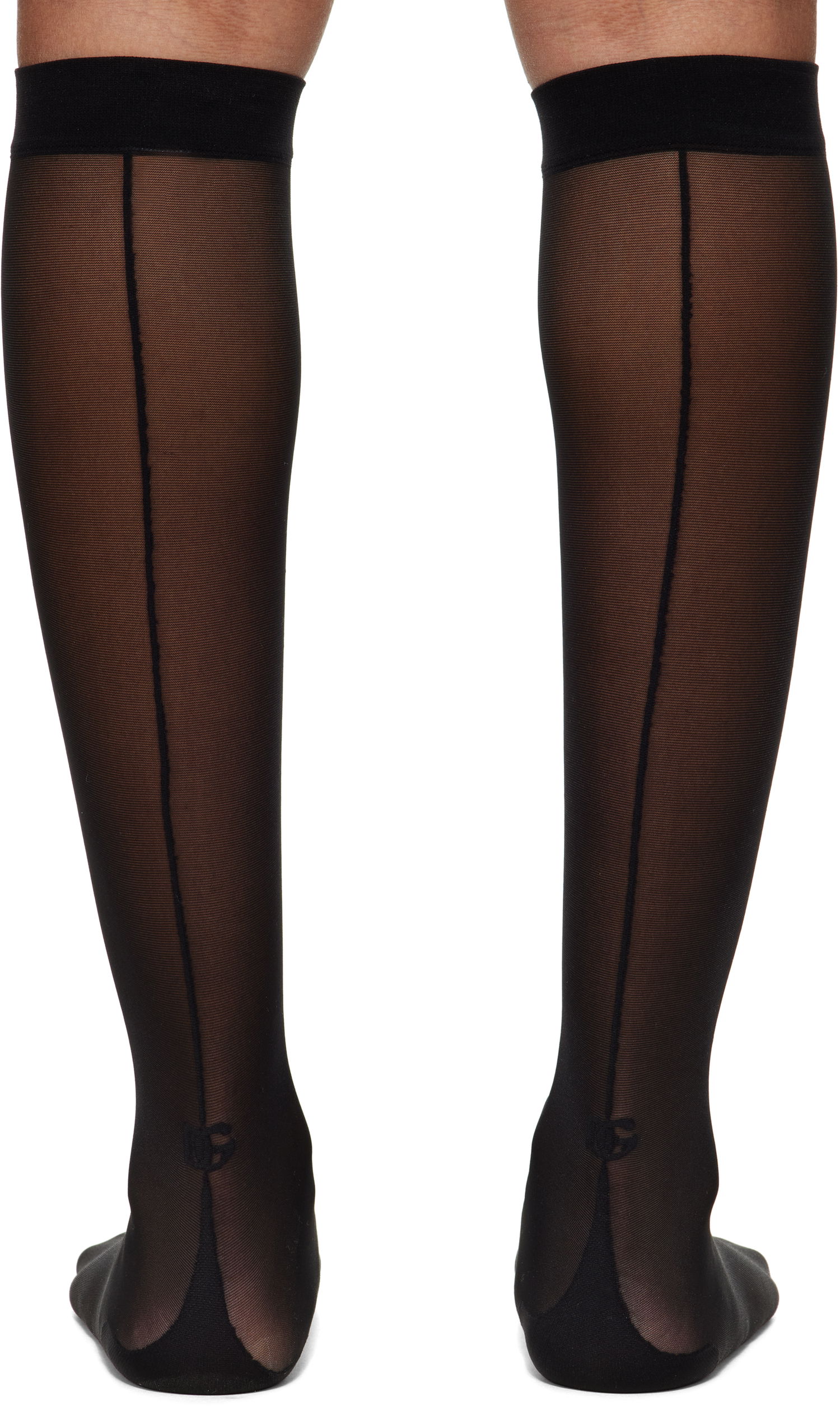 Strumpor Dolce & Gabbana Dolce&Gabbana Three-Pack Logo Nylon Knee-High Socks Svart | O4A44T ON02S, 1