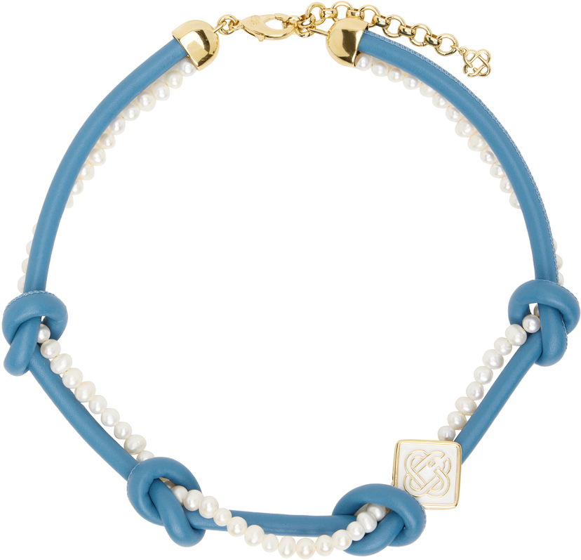 Halsband Casablanca Casablanca Knotted Pearl Necklace Blå | AS25-JW-264-01