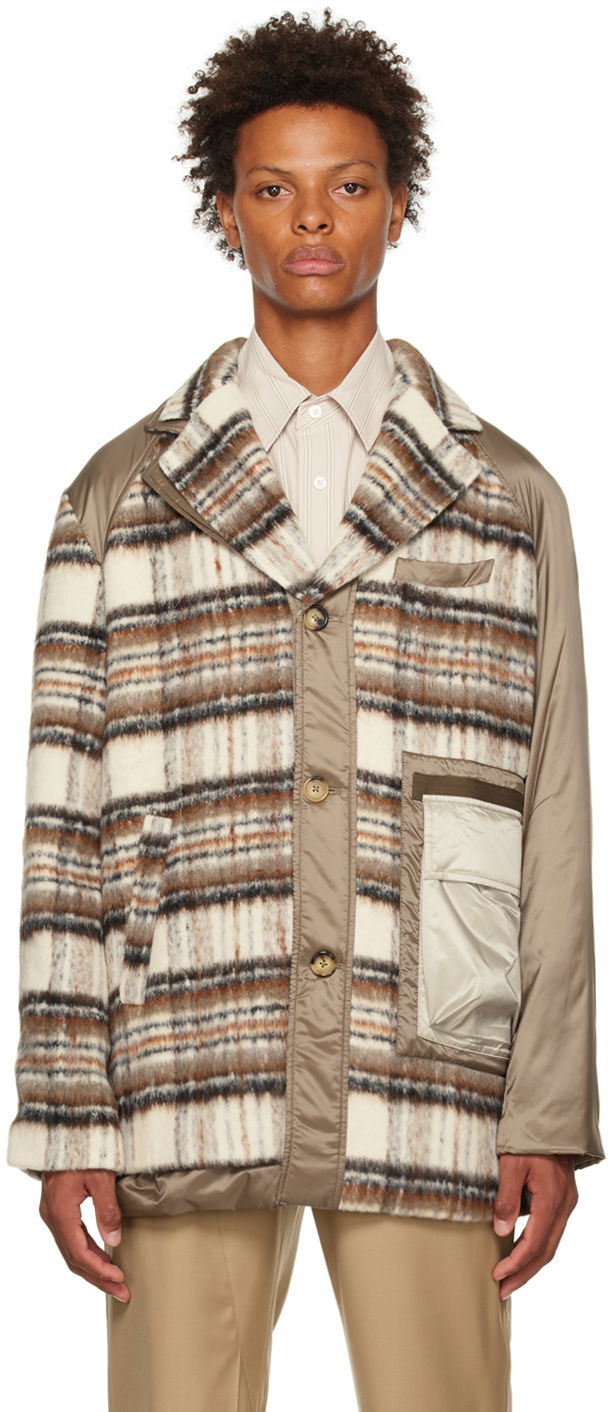 Jacka Feng Chen Wang Feng Chen Wang Paneled Jacket Beige | FMF14CT06