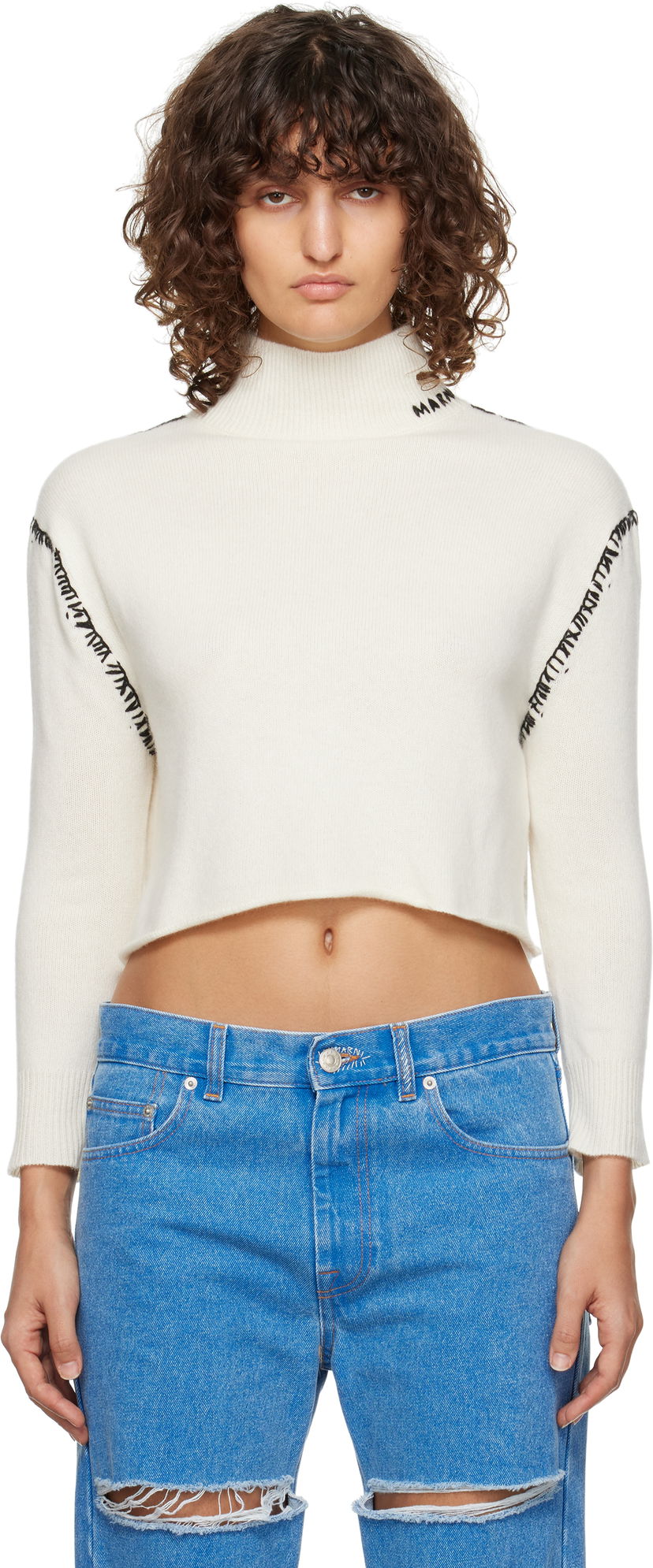 Sweater Marni Wool Cashmere Wrap Sweater Vit | DVMD0174Q1 UFZ373