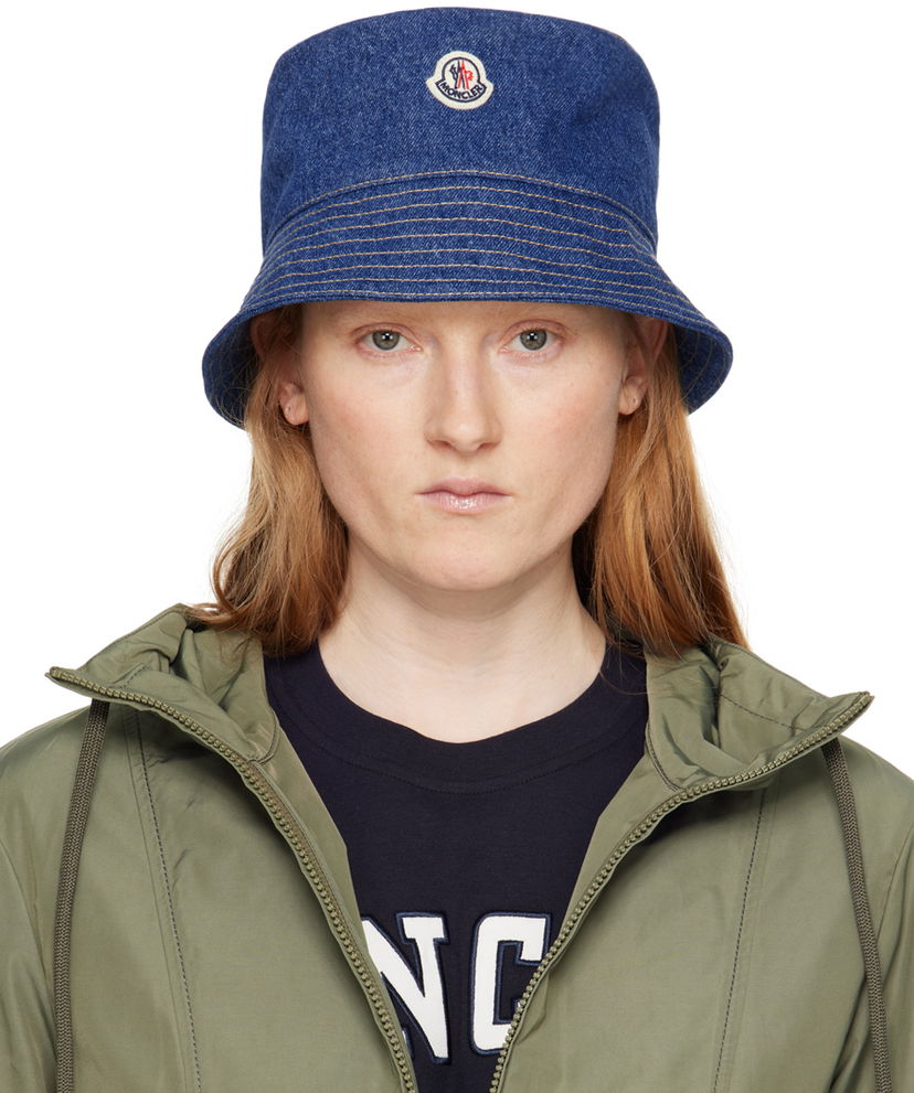 Hatt Moncler Patch Denim Bucket Hat Blå | J10933B00029M4206