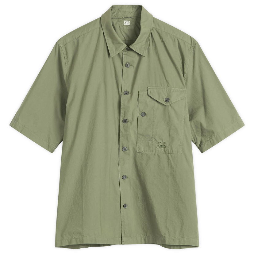 Skjorta C.P. Company C.P. Company Short Sleeve Shirt with Pocket Logo Grön | 18CMSH249A-005328G-GRN