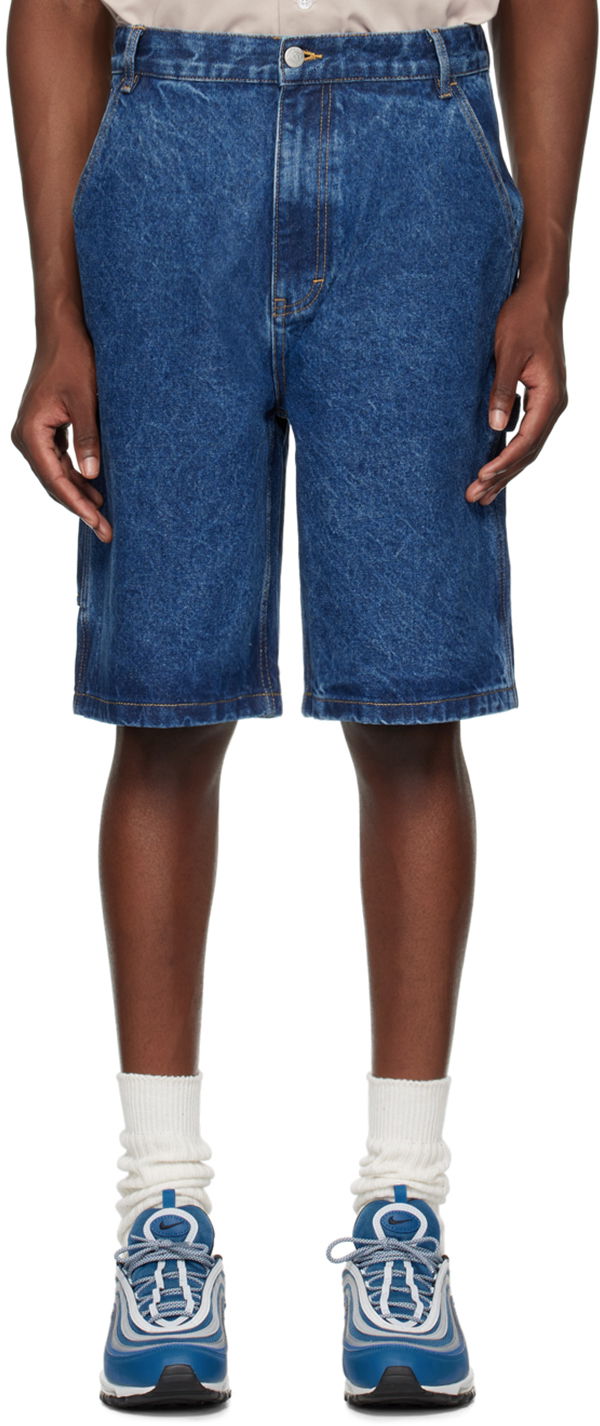 Shorts BBC IceCream ICECREAM Embroidered-Logo Denim Shorts Blå | IC24254