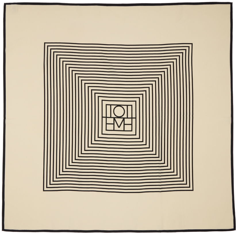 Halsduk TOTEME Silk Monogram Scarf Beige | 211-853-801