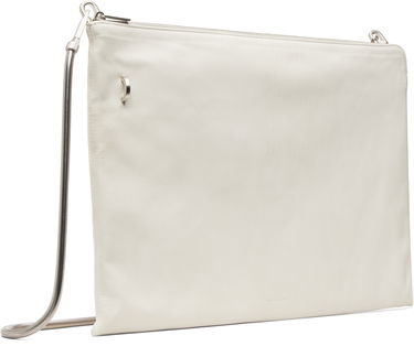 Axelväska Rick Owens Concordians Leather Pouch with Silver-tone Chain Strap Vit | RR02E1417 LBHH, 1
