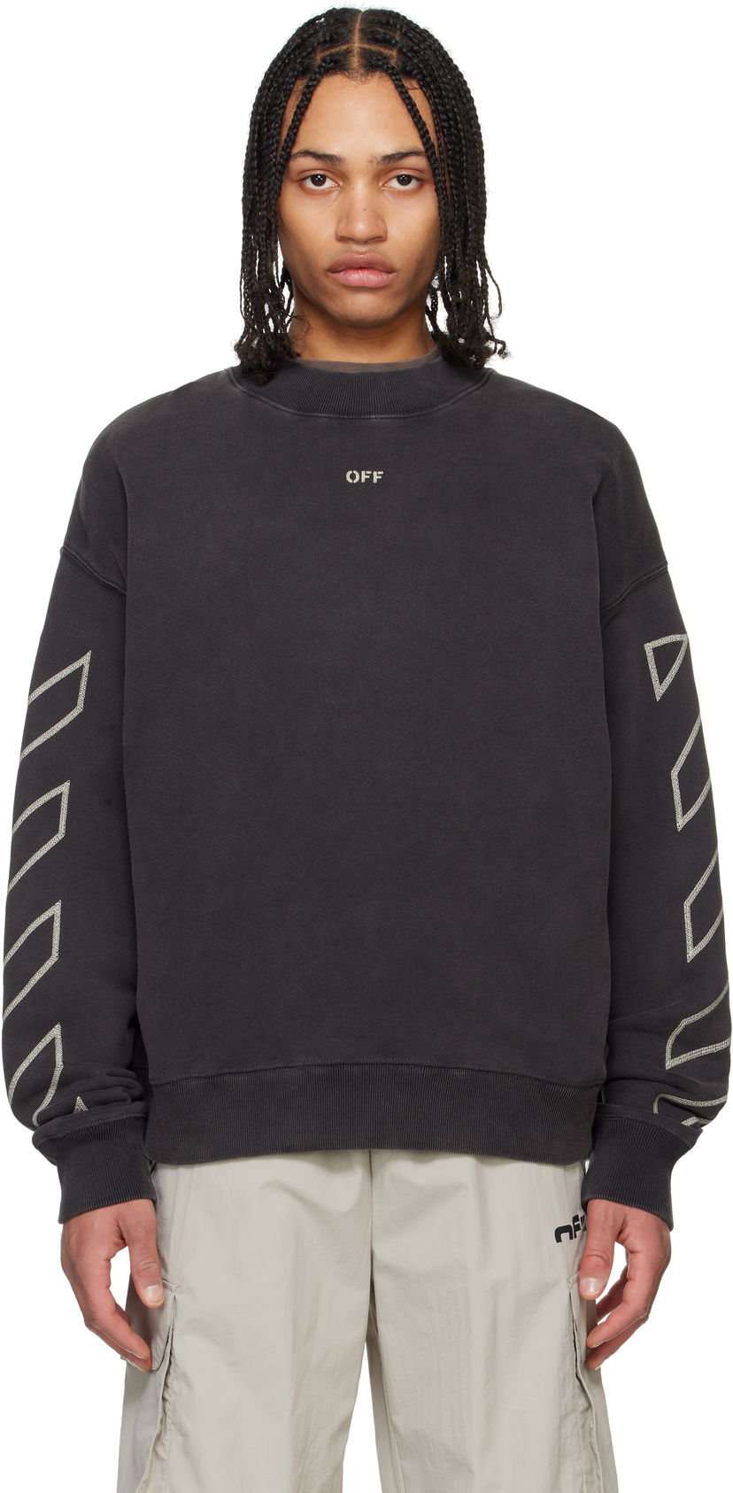 Sweater Off-White Off-White Crewneck Martyrdom Arrow Sweatshirt Svart | OMBA054S25FLE0081361