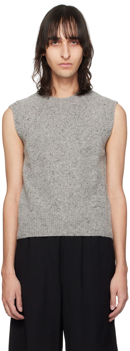 Väst AMI Crewneck Vest Grå | HKS735.KN0038