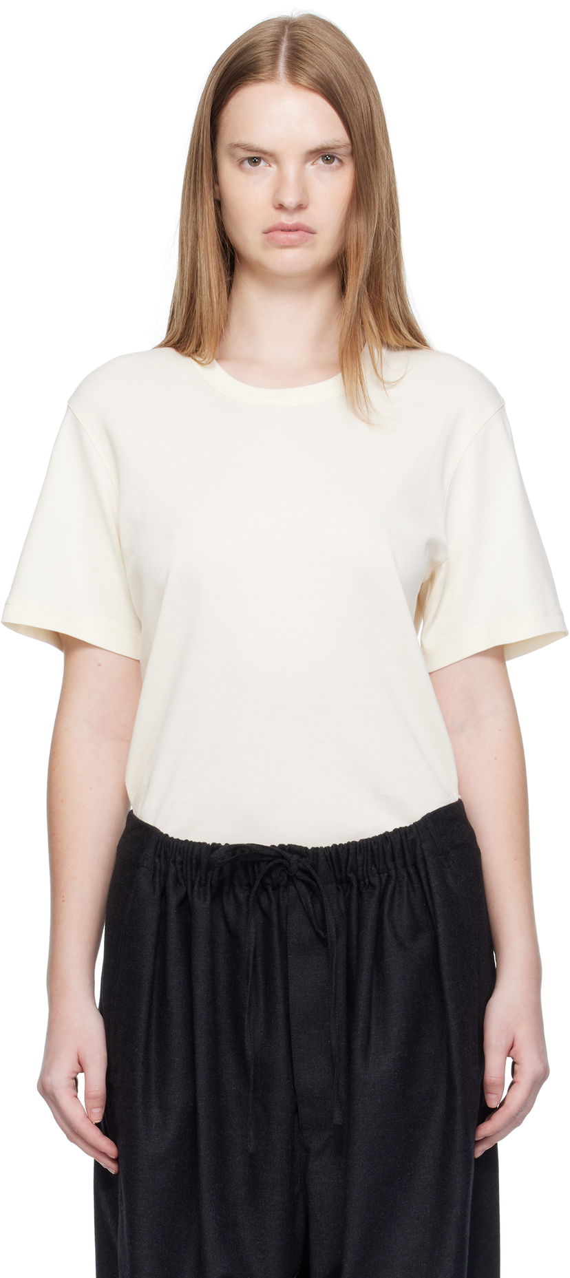 T-shirt LEMAIRE LEMAIRE Rib T-shirt Vit | TO1440 LJ1016