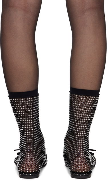 Strumpor Balenciaga Balenciaga Leopold Crystal-Embellished Mesh Ballerina Flats Svart | 821043 W2EA2, 1