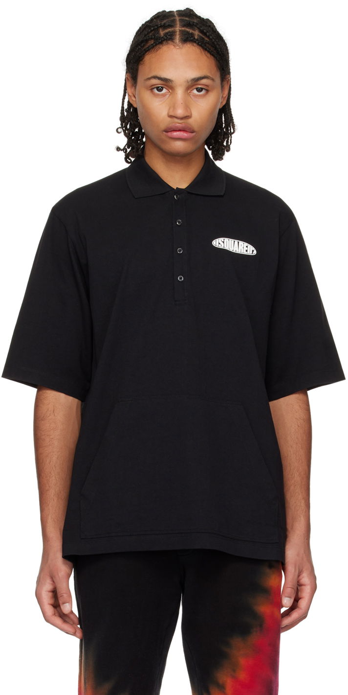 Polotröja DSQUARED2 Bonded Polo with Logo Patch Svart | S74GL0069_S23851
