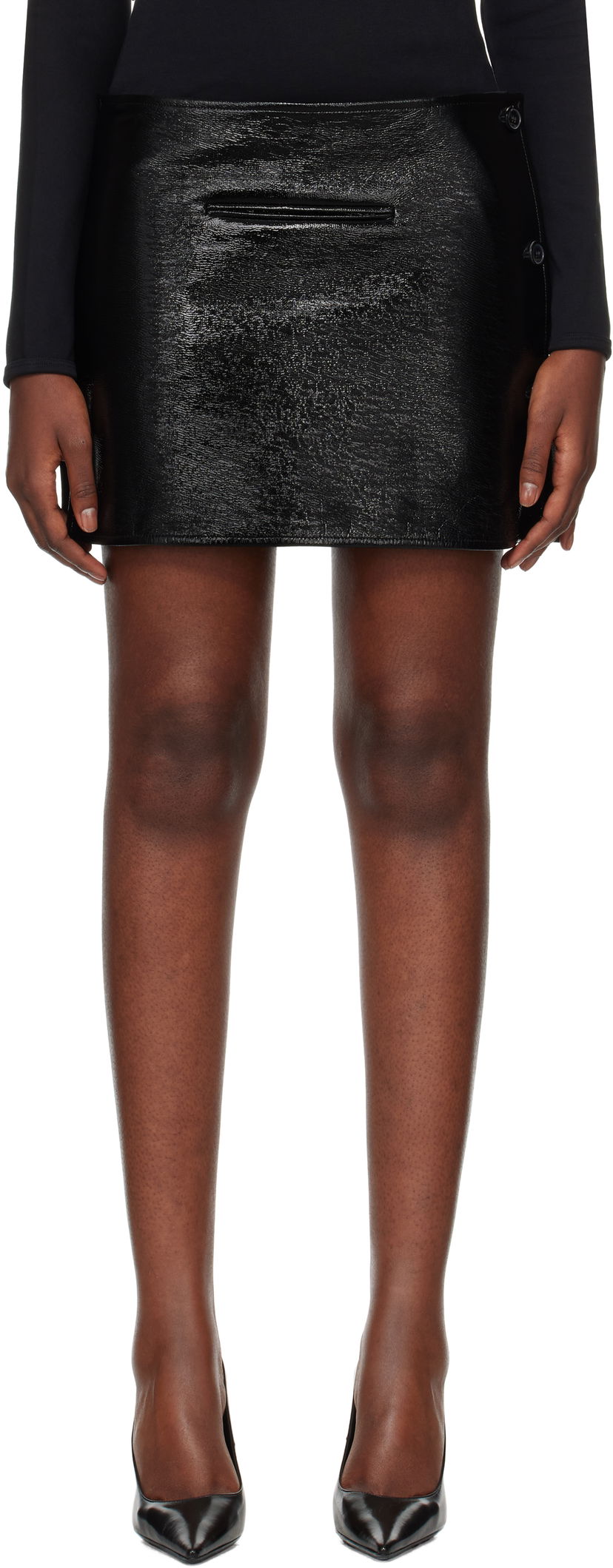 Kjol Courrèges Vinyl Asymmetrical Miniskirt Svart | 424CJU204VY0014