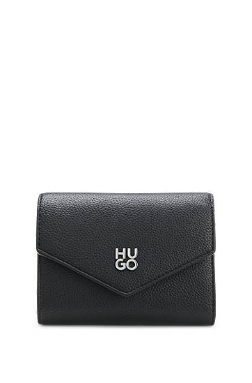 Plånbok BOSS Grained faux-leather flap wallet with stacked-logo trim Svart | 50547914, 0