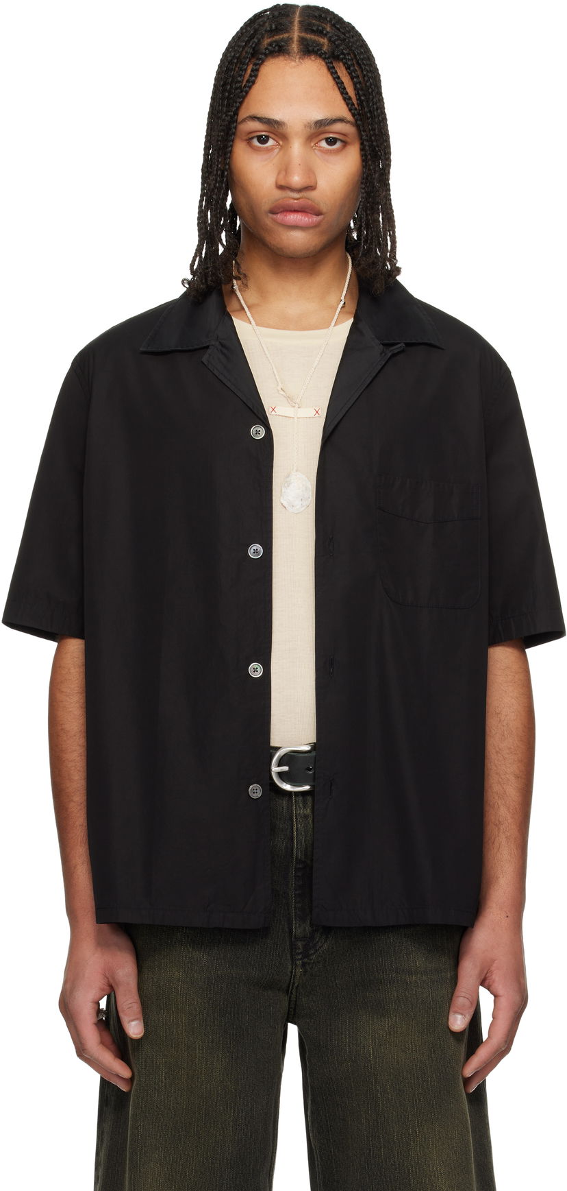 Skjorta OUR LEGACY Our Legacy Heusen Short Sleeve Shirt Svart | M2252HBE