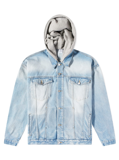 Jacka VETEMENTS Hooded Denim Jacket Light Blue Blå | UE54JA320N