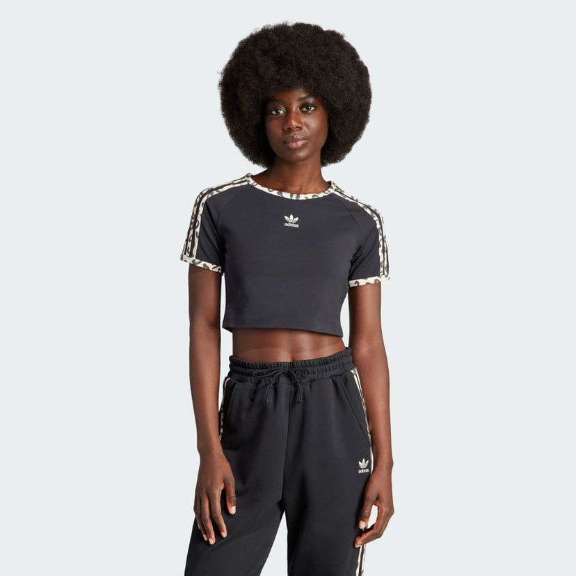 Crop top adidas Originals Leopard Luxe Baby Tee Svart | IY7062