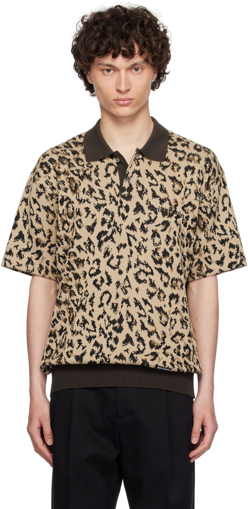 Polotröja WACKO MARIA WACKO MARIA Jacquard Knit Polo Beige | 25SS-WMK-KN22