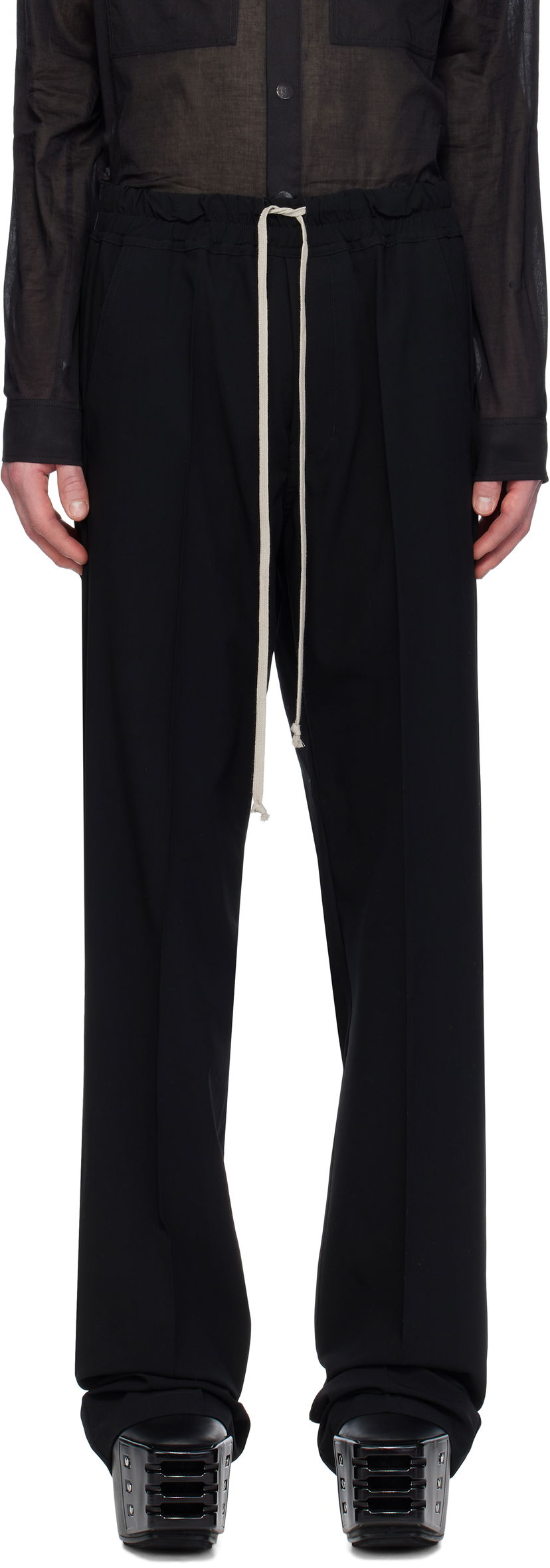 Byxor Rick Owens Rick Owens Hollywood Dietrich Drawstring Trousers Svart | RU01E5378 WLP