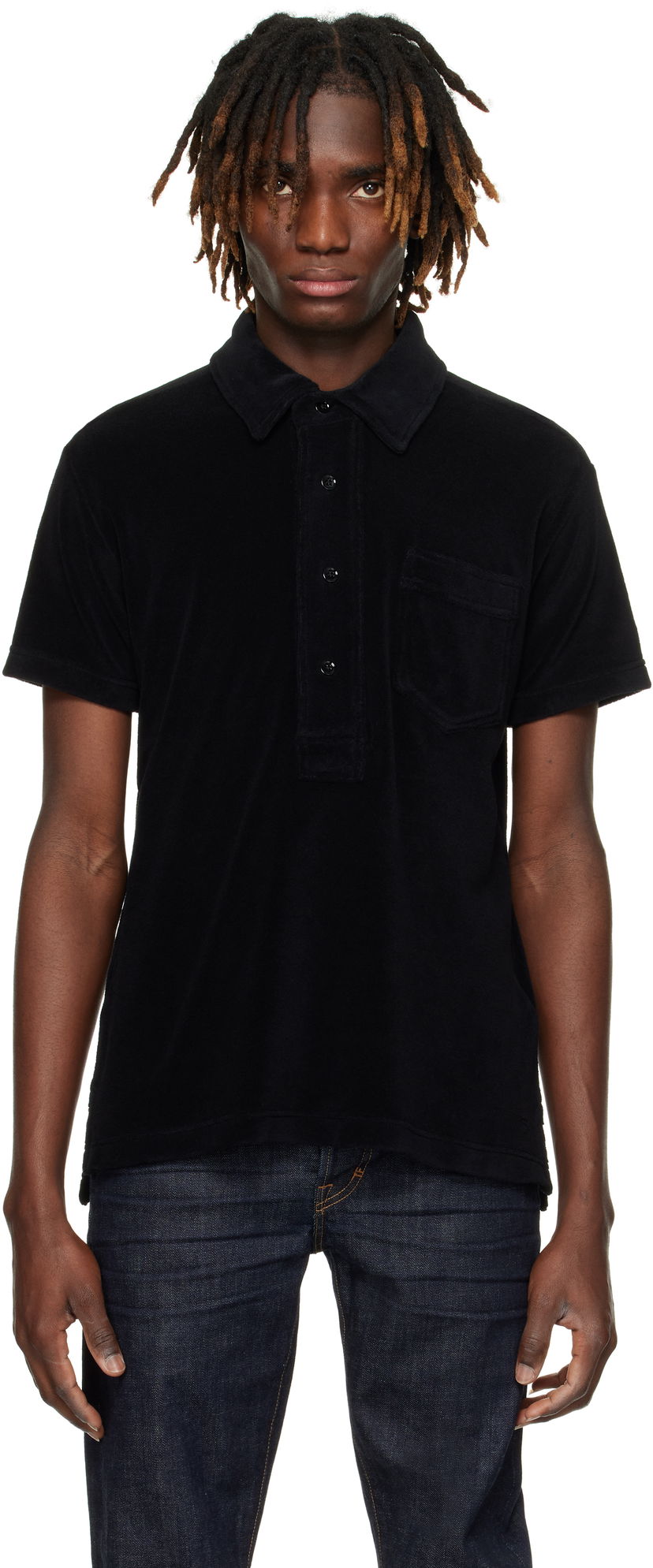 Polotröja Tom Ford Tom Ford Towelling Polo Svart | JPS009-JMC053S25