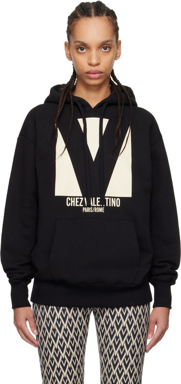 Sweatshirt Valentino Valentino 'Chez Valentino' Print Cotton Hoodie Svart | 6B3MF24I960, 0