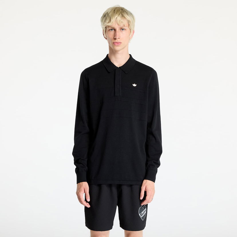 Polotröja adidas Originals Long Sleeve Polo Tee Black Svart | IY9955