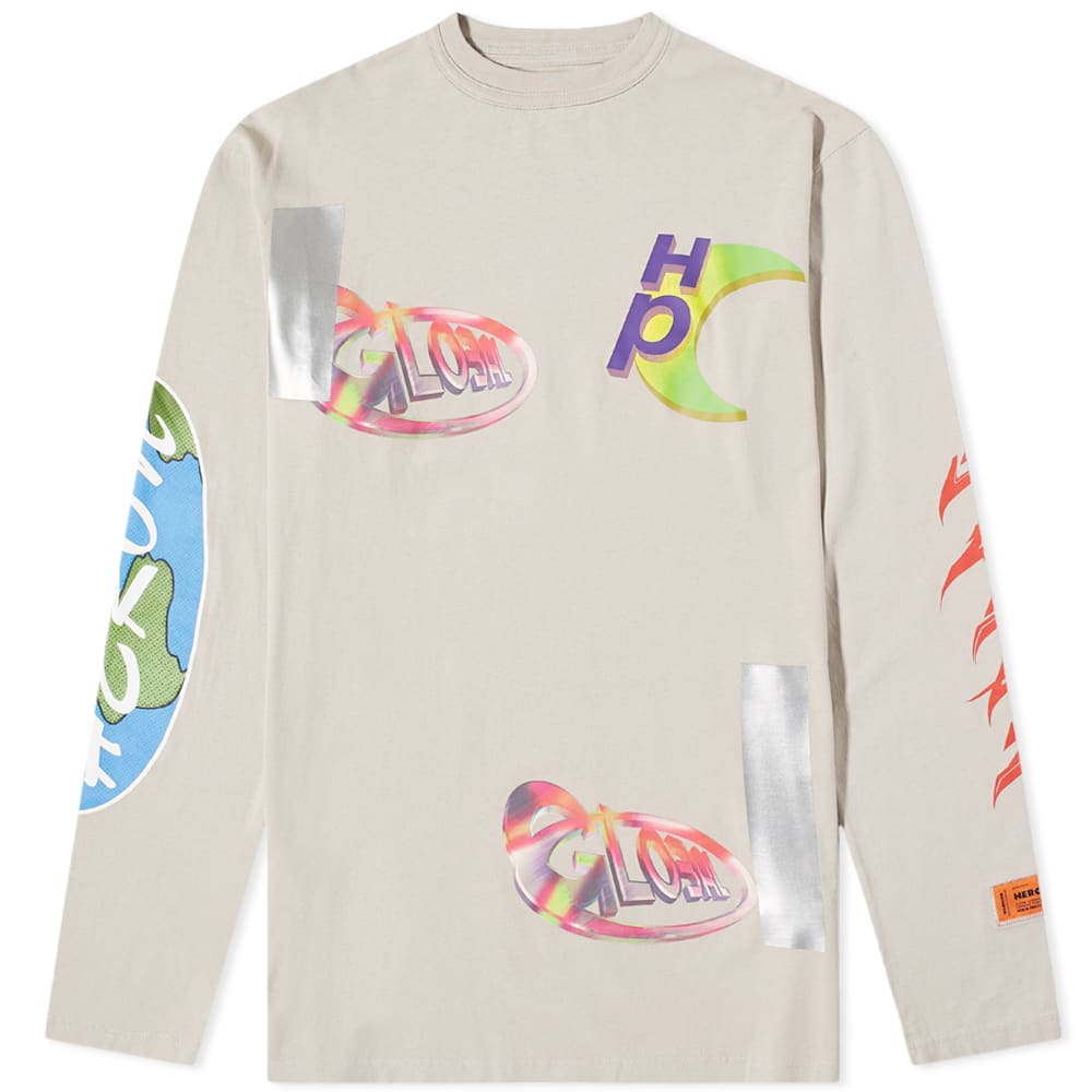 T-shirt HERON PRESTON Global Collage Oversized Tee Beige | HMAB022S22JER0010945, 0