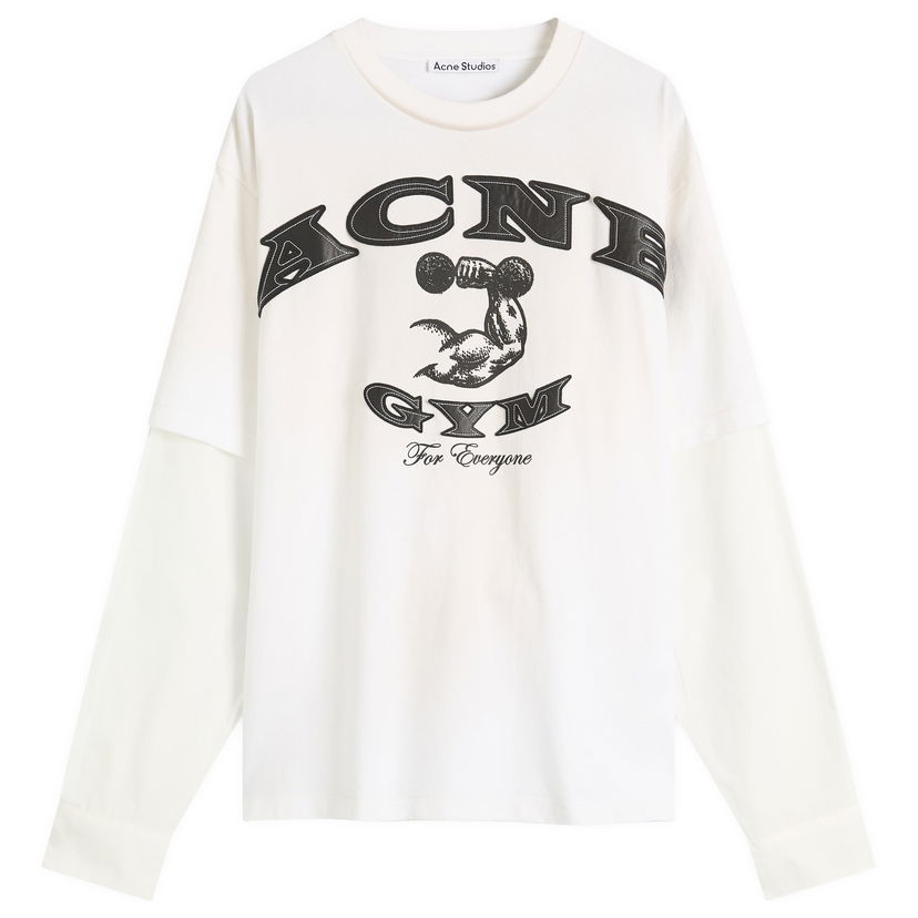 T-shirt Acne Studios Acne Studios Exford U Layered Long Sleeve T-Shirt, Size Small Vit | CL0404-DC6