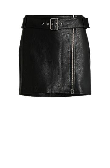 Kjol BOSS Faux Leather Mini Skirt with Belt Svart | 50533859