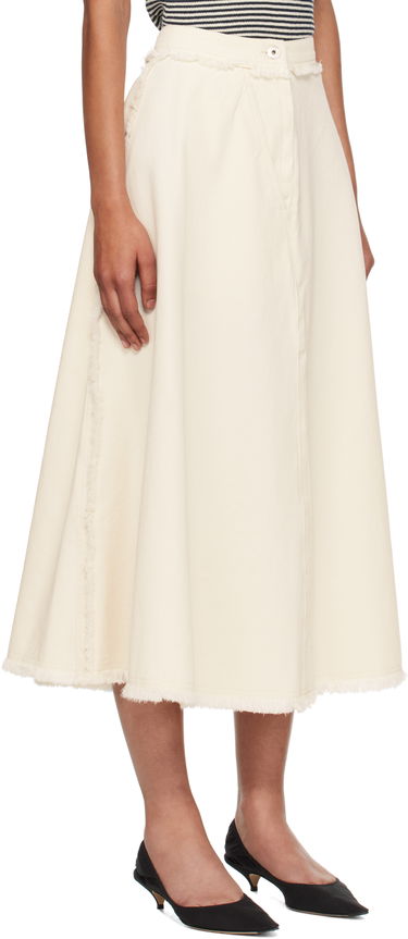 Kjol Max Mara Alvaro Frayed-Edge Midi Skirt Beige | 2525106051600, 1