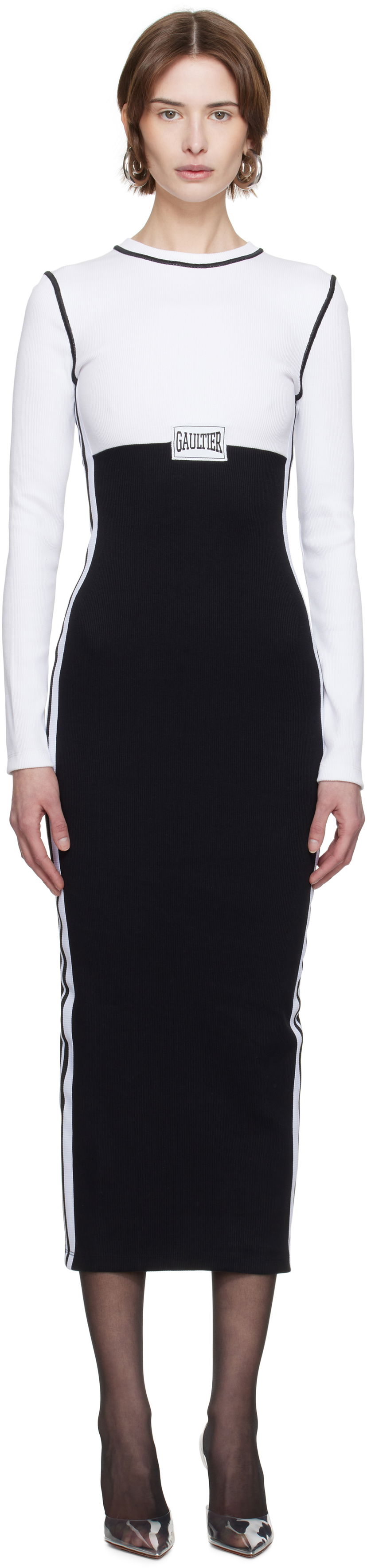 Klä Jean Paul Gaultier Jean Paul Gaultier Color-Block Maxi Dress Svart | 25/33-F-RO343P-J080-0100