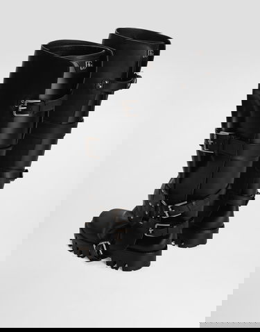 Tillbehör Dolce & Gabbana Dolce & Gabbana Calfskin & Rubber Buckle Knee-High Boots Svart | CU1288AX8728B956, 2