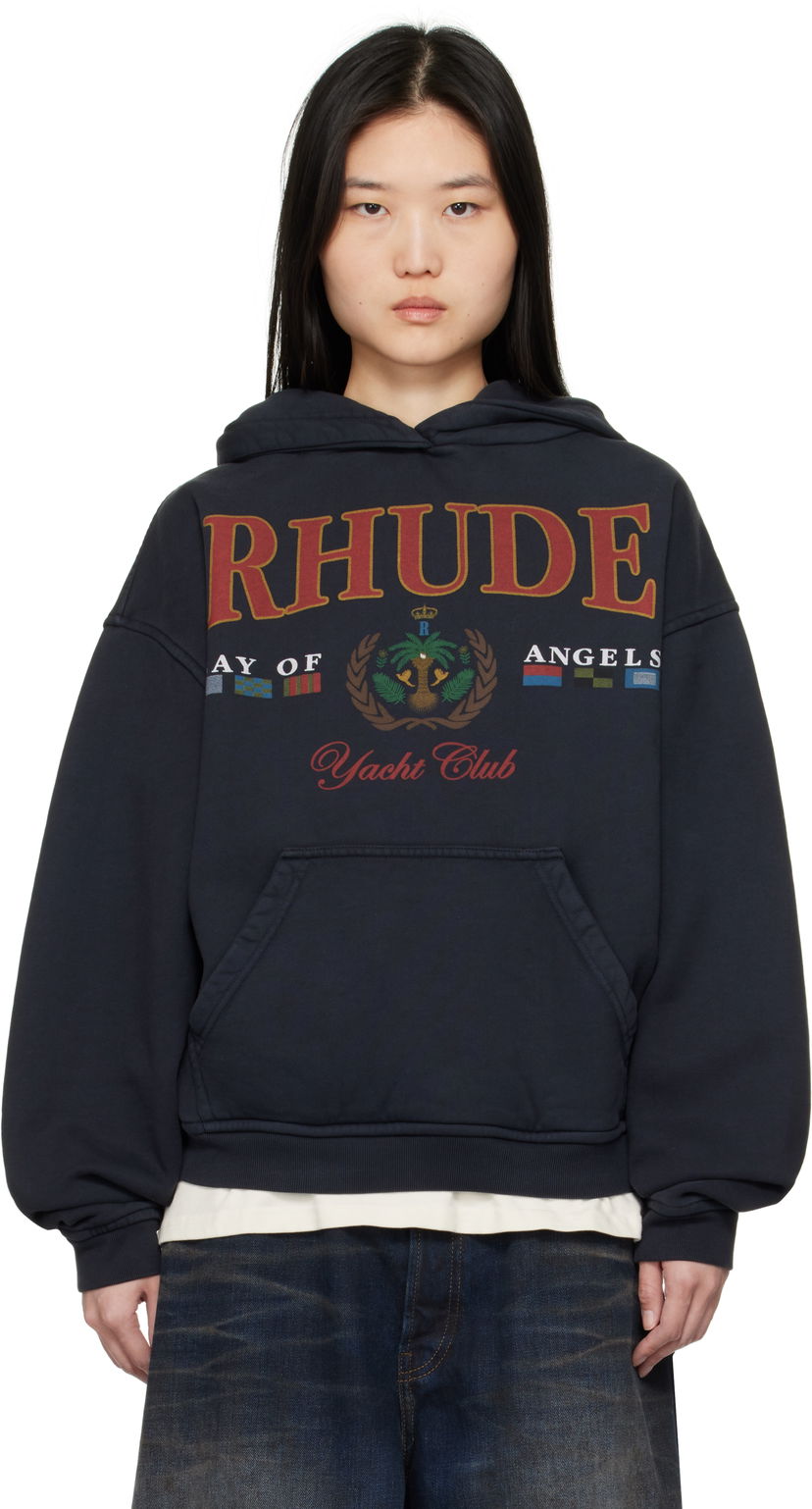 Sweatshirt Rhude Rhude 'Bay Of Angels Yacht Club' Hoodie Mörkblå | RHPS25HO01012