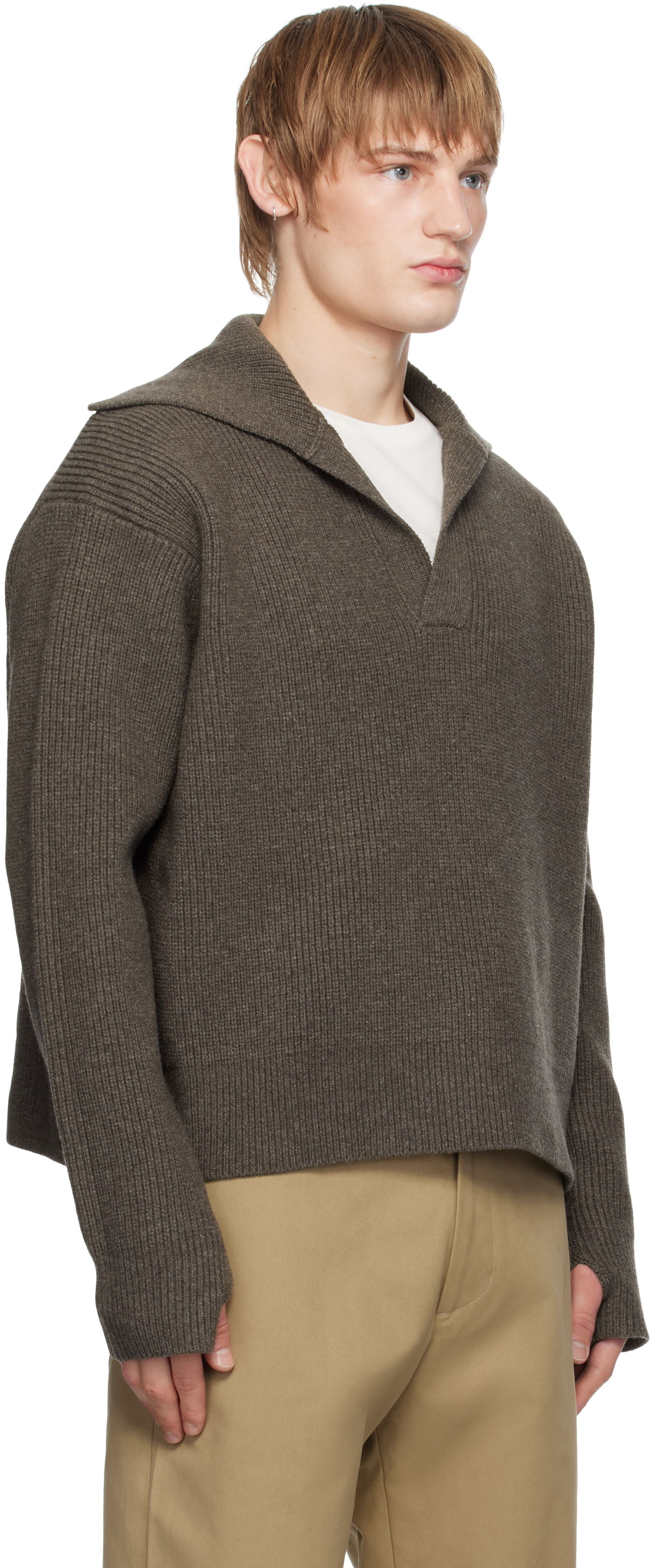 Sweater Studio Nicholson Studio Nicholson Nash Knit Polo Brun | NASH SNM - 1295, 1