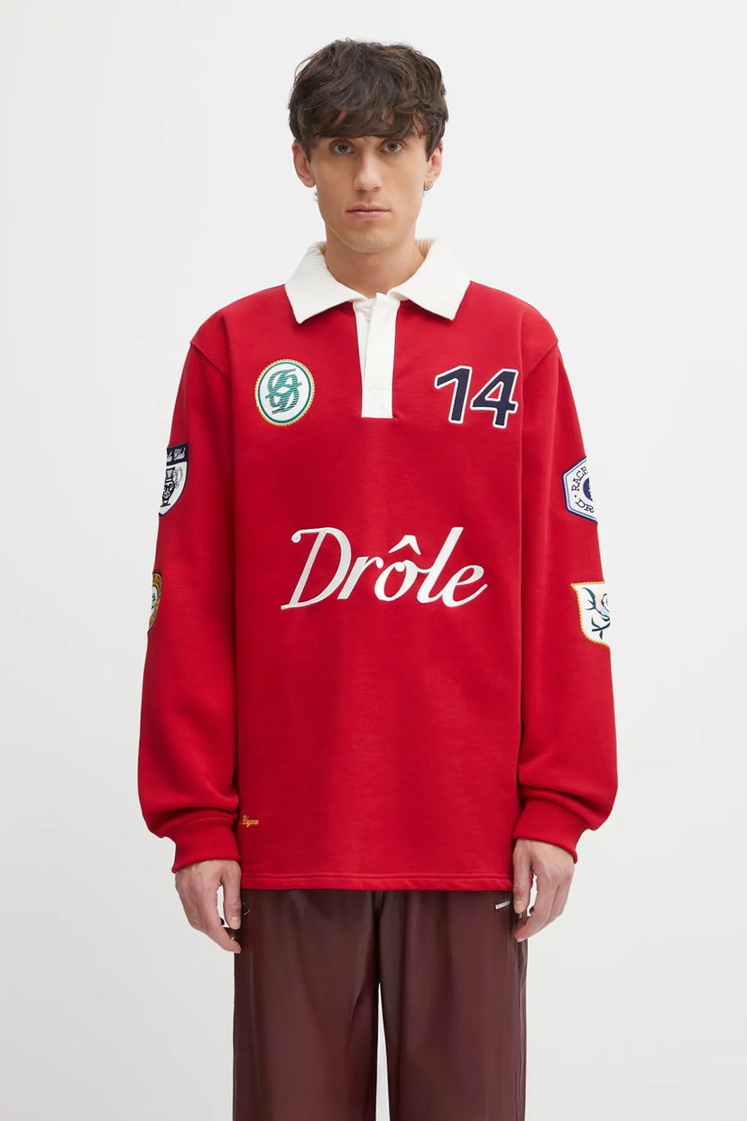 Polotröja Drôle de Monsieur Le Polo Racing Long Sleeve Polo Shirt with Patches Röd | I.PL158.CO127