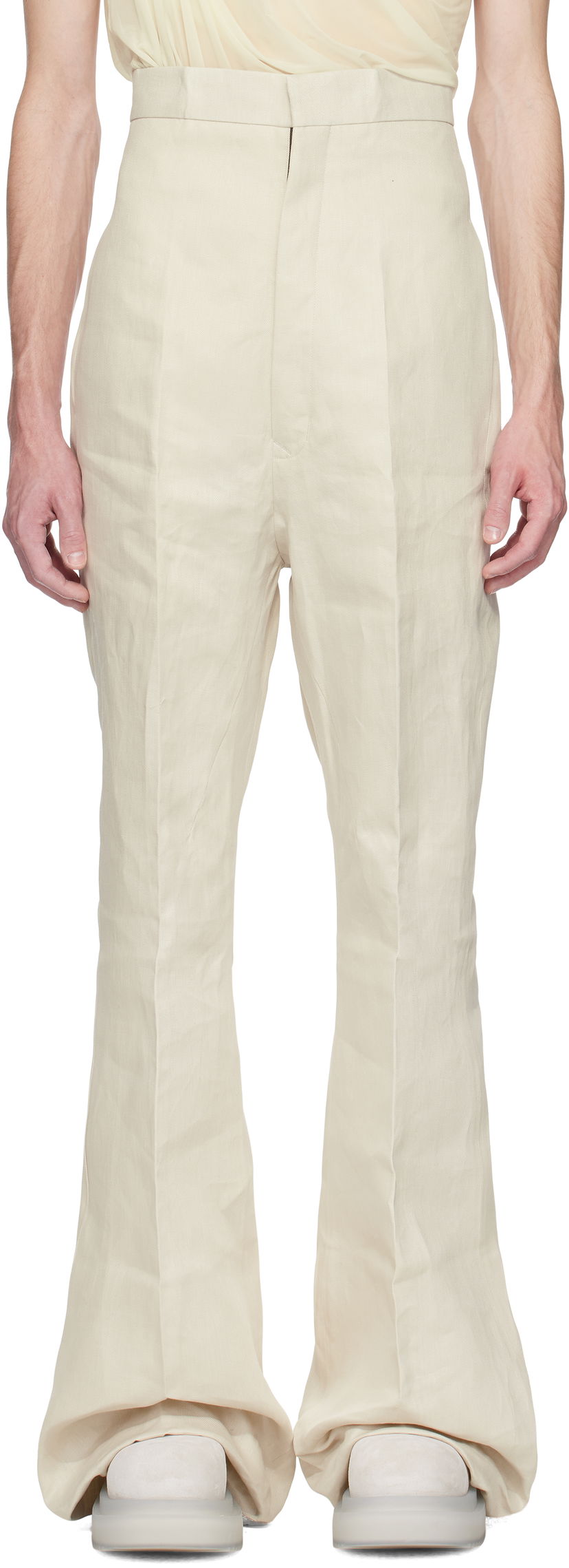 Byxor Rick Owens Rick Owens Hollywood Dirt Bolan Flare Trousers Beige | RR01E5351 TWL