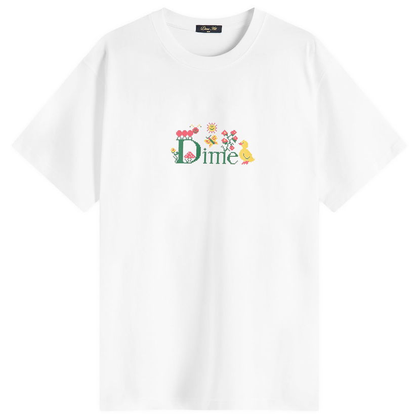T-shirt Dime Dime Classic Cross Stitch T-Shirt, Size Large Vit | DIMESU2560-WHT
