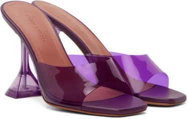Skovård Amina Muaddi Amina Muaddi Lupita Glass Slipper Heeled Sandals Purpur | LUPITA GLASS SLIPPER CL PLEXI PV, 3