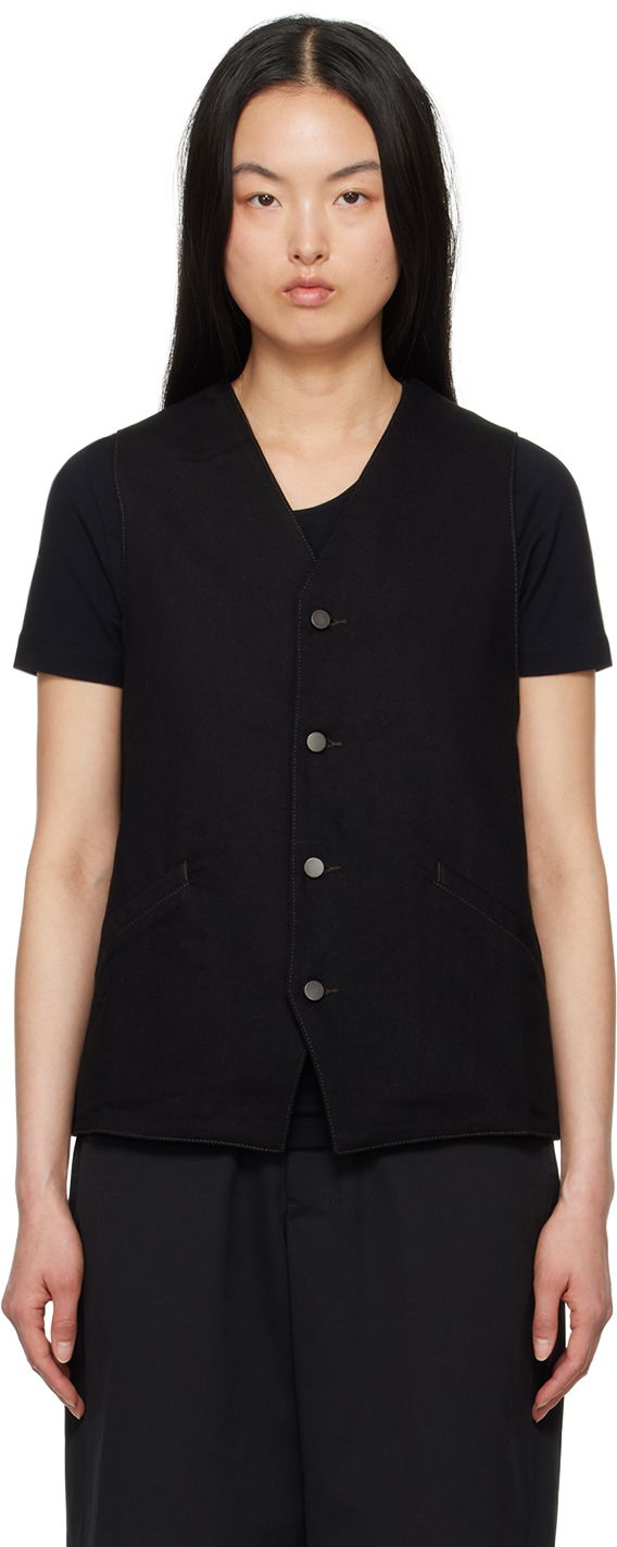 Väst LEMAIRE Lemaire Button Denim Vest Svart | OW1071 LD1004