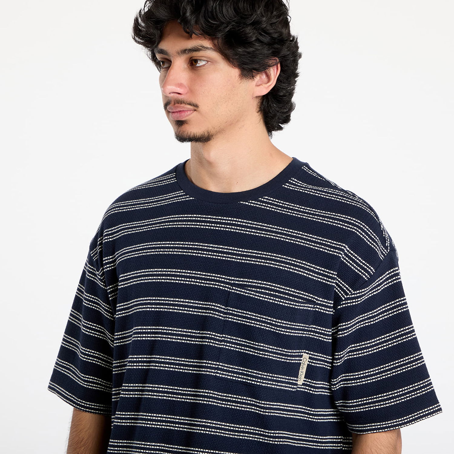 T-shirt CALVIN KLEIN Calvin Klein Jeans Men's Short Sleeve Stripe Relaxed T-Shirt Mörkblå | LV04RC240G CHW, 1