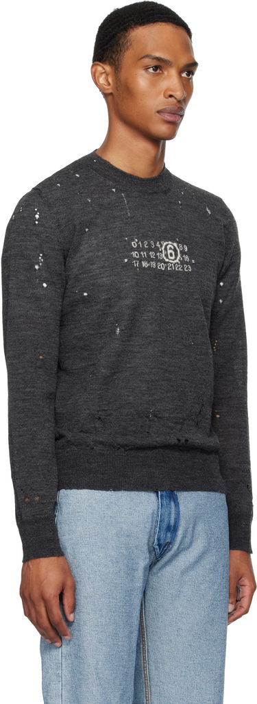 Sweater Maison Margiela MM6 Maison Margiela Distressed Wool Sweater Vit | SH0HL0033 M13134, 4