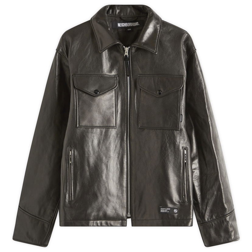 Jacka Neighborhood Neighborhood PM Leather Jacket, Size Large Svart | 251SZNH-JKM01-BLK