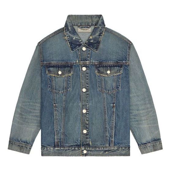 Jacka Fear of God Essentials Light Denim Trucker Jacket Blå | FOG-FW20-364