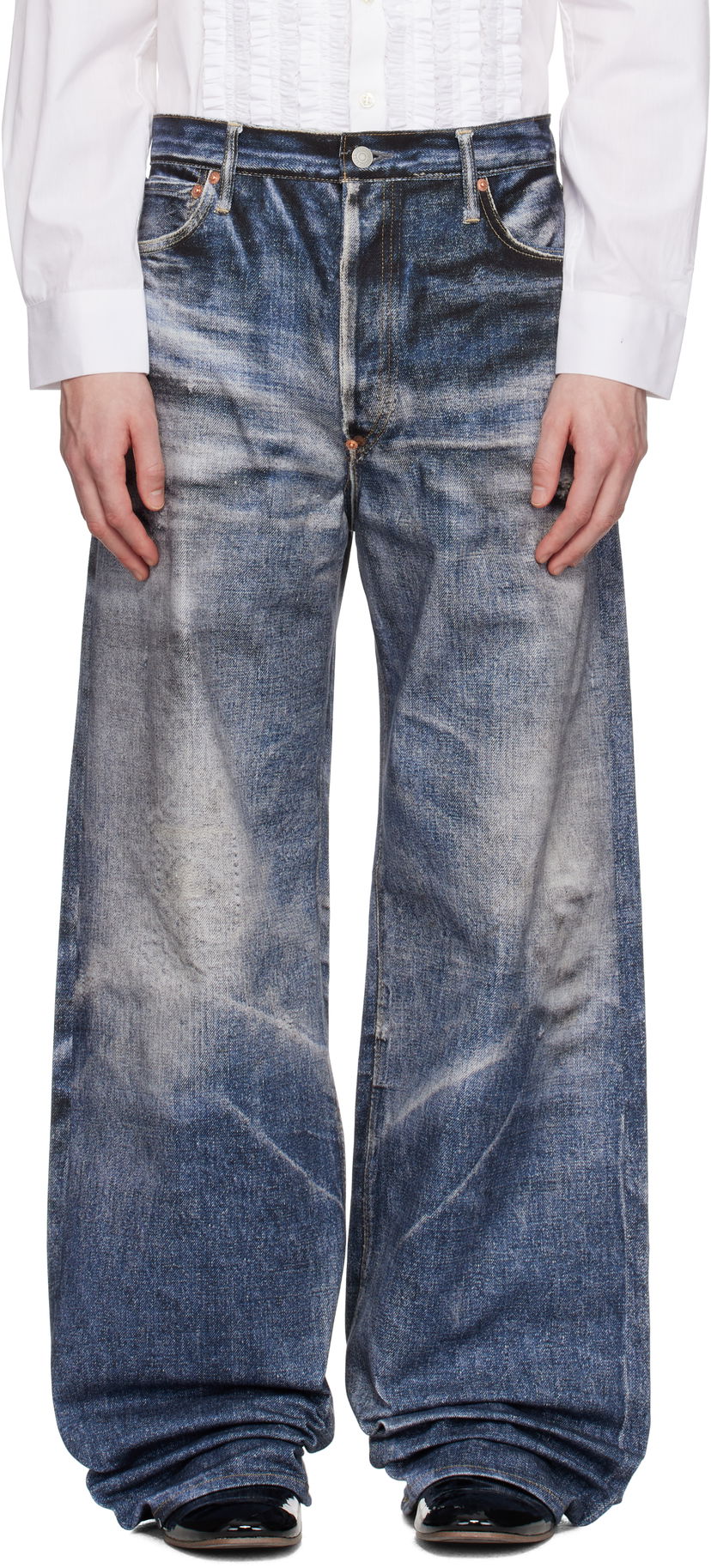 Jeans Junya Watanabe Junya Watanabe Levi's Edition Inkjet W Name Berberjin Jeans Blå | WO-P905-100