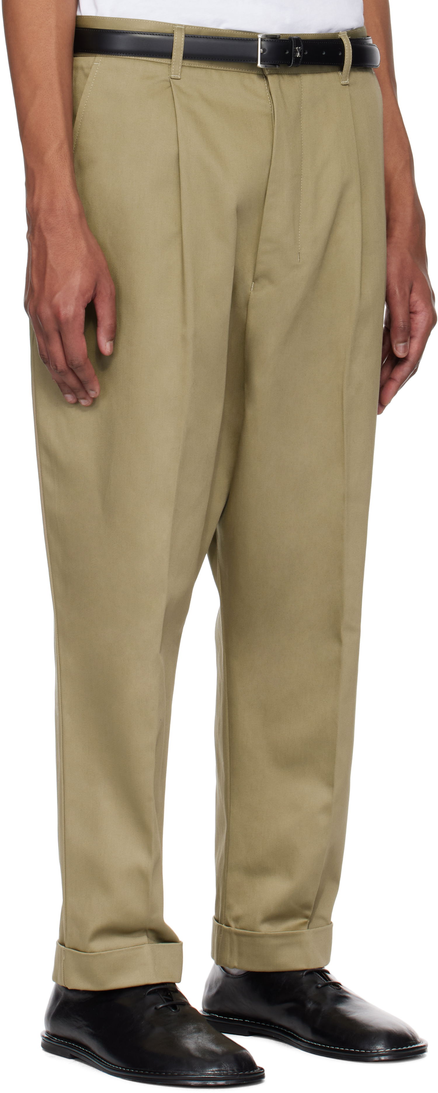 Byxor AMI AMI Paris Cotton Carrot Oversized Trousers Beige | HTR121.CO0103, 1