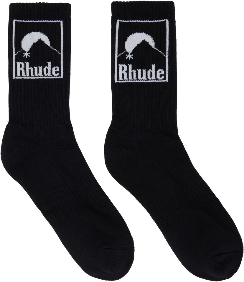 Strumpor Rhude Rhude Moonlight Badge Socks Svart | RHPS25SO06117