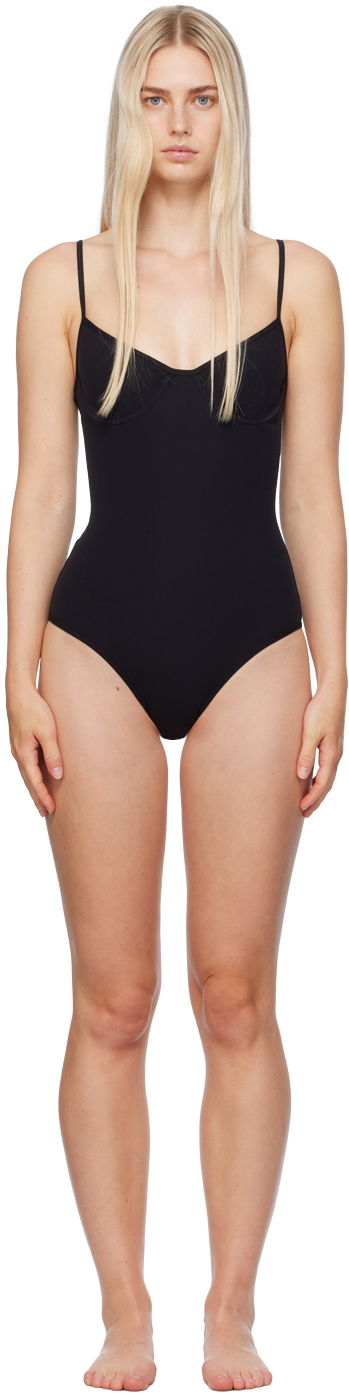 Badkläder TOTEME Half-Cup One Piece Swimsuit Svart | 243-WRW3272-FB0097