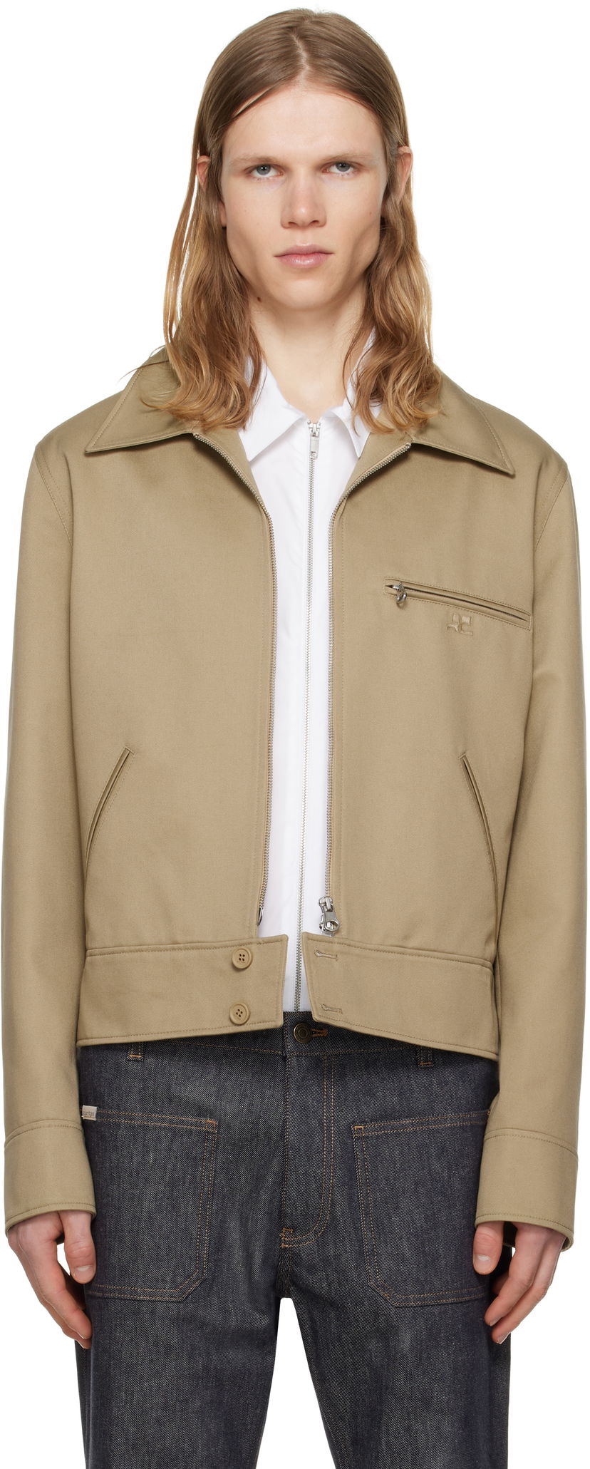 Jacka Courrèges Courrèges Zipped Jacket Beige | 125CBL251PL0178