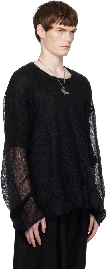 Sweater Ann Demeulemeester Ann Demeulemeester Kent Open Neck Sweater Svart | B0012862-KN058-099, 1
